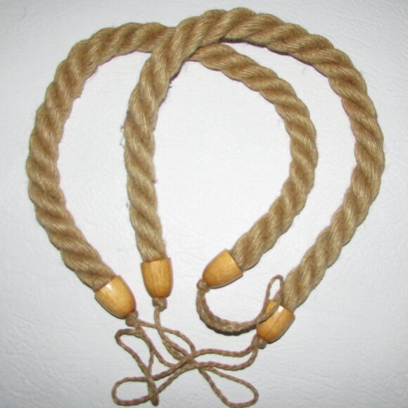 Large Rope and Wood Curtain Tie Backs - Picture 10 of 10
